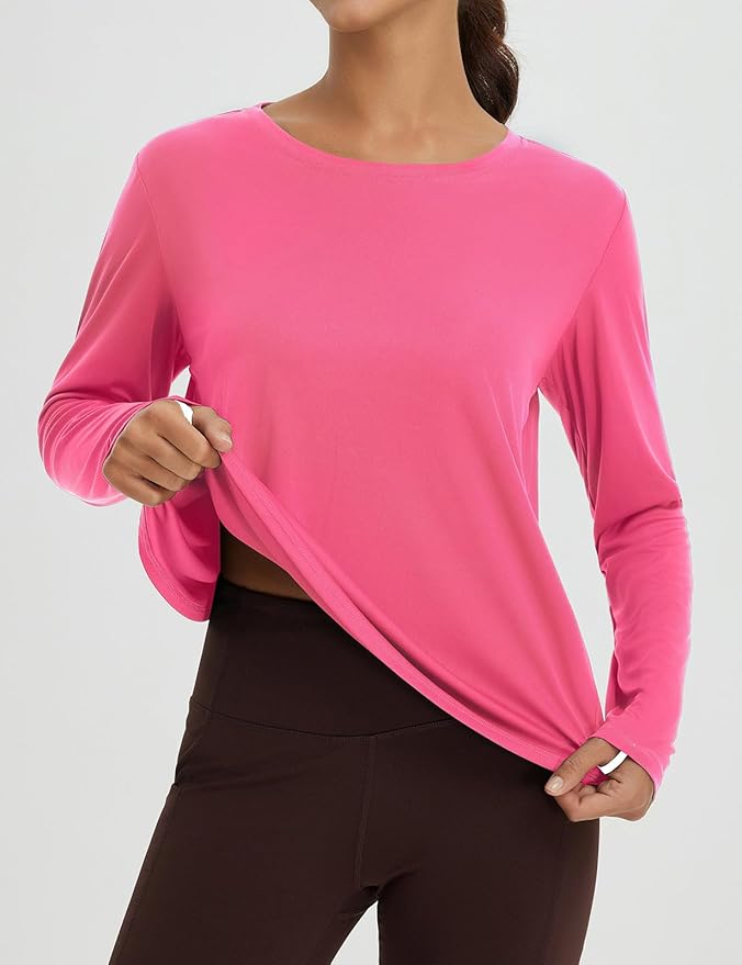 baleaf Women's Running Sun Shirts Long Sleeve UPF 50+ Workout Tops UV Athletic Split Back Quick Dry Lightweight