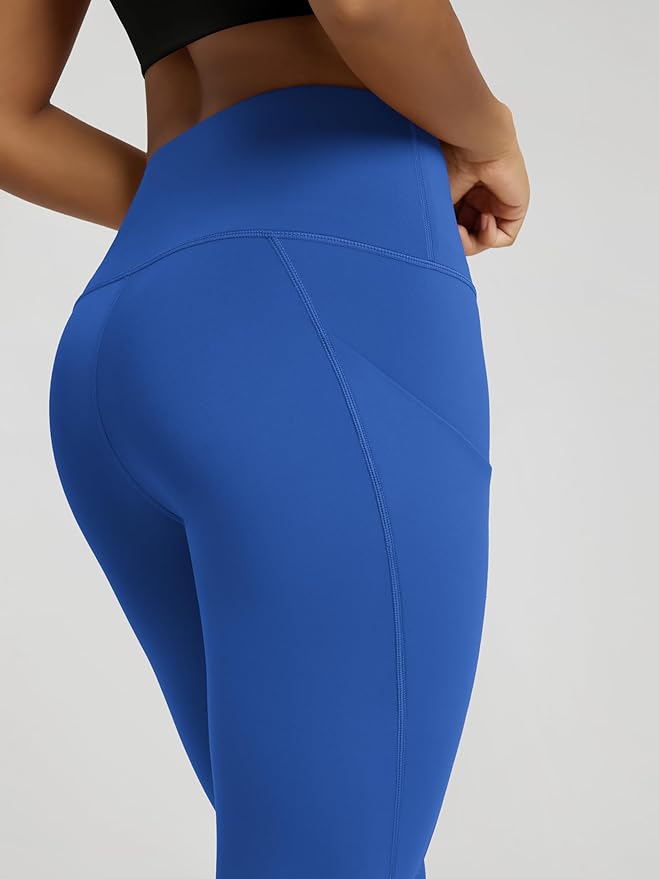 ODODOS Women's High Waisted Yoga Capris with Pockets, Tummy Control Non See Through Workout Athletic Running Capri Leggings