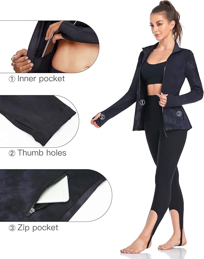 VUTRU Women's Workout Yoga Jacket Full Zip Running Athletic Track Jacket