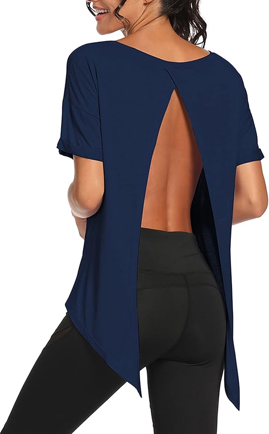 Bestisun Workout Tank Tops Open Back Yoga Exercise Shirts Tie Back Athletic Clothes for Women