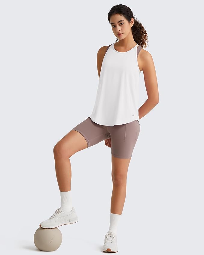 G4Free Workout Athletic Tank Tops for Women Racerback Lightweight Gym Pilates Y-Back Loose Fit Running Tanks Top