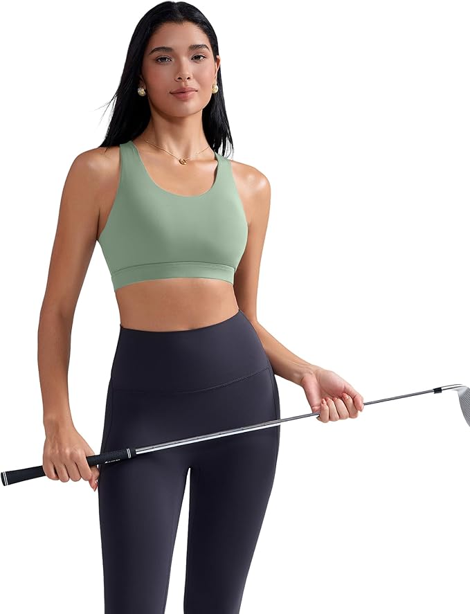 RUNNING GIRL Sports Bras for Women,Padded Strappy Sports Bras Criss-Cross Back Medium Support Sports Bras with Removable Cups