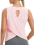 baleaf Women's Workout Tops Athletic Tank Tops Loose Fit Sleeveless Open Back Running Shirts UPF50+ Gym Exercise Yoga