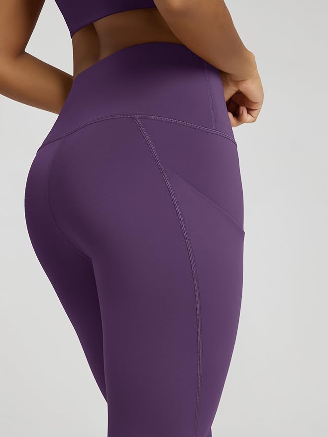 ODODOS Women's High Waisted Yoga Capris with Pockets, Tummy Control Non See Through Workout Athletic Running Capri Leggings