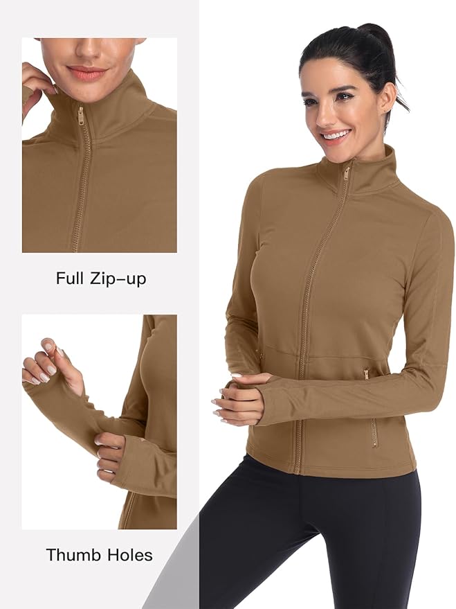 VUTRU Women's Workout Yoga Jacket Full Zip Running Track Jacket Fleece Athletic Jacket