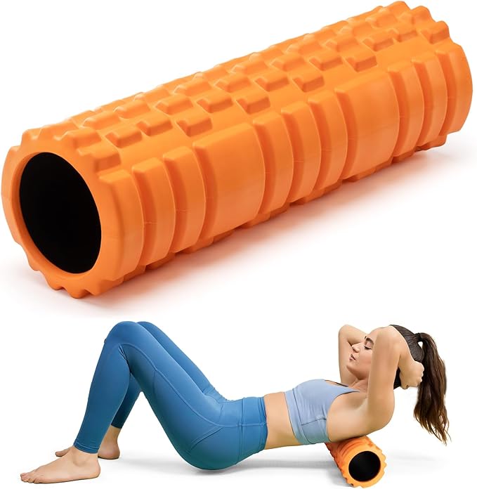 Krightlink Foam Roller High Density Foam Roller Set for Deep Tissue Muscle Massage, 18" Trigger Point Fitness Exercise Massage Roller Self-Myofascial Release for Whole Body (Orange)