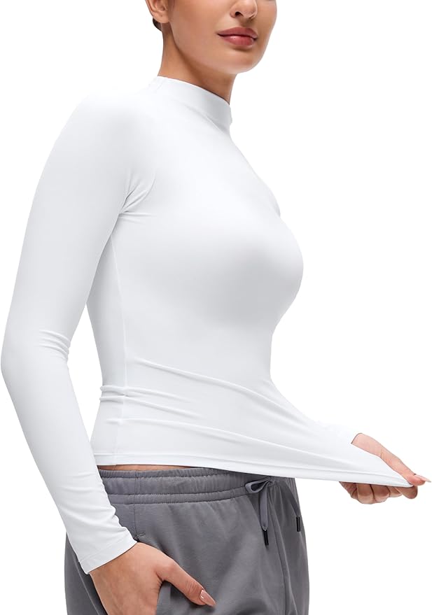 CRZ YOGA Softembrace Mock Neck Long Sleeve Shirts for Women - Casual Going Out Comfort Tops Soft Fitted Layer Underwear Tees