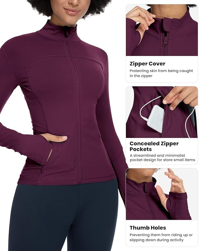 QUEENIEKE Womens Running Jackets Athletic Workout Scrub Jacket Track Full Zip Up Gym for Women Yoga Top