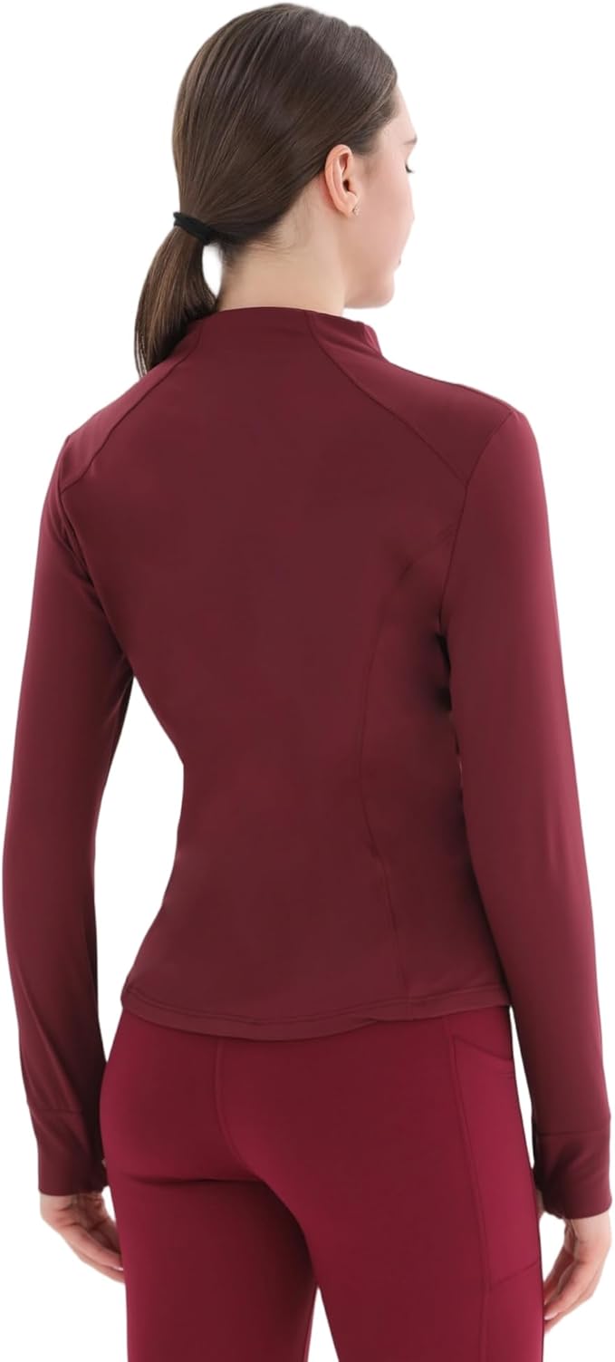 Women's Thermal Yoga Jacket - Thick Warm Full Zip Long Sleeve for Running Gym, Fleece Lined for Cold Weather Winter