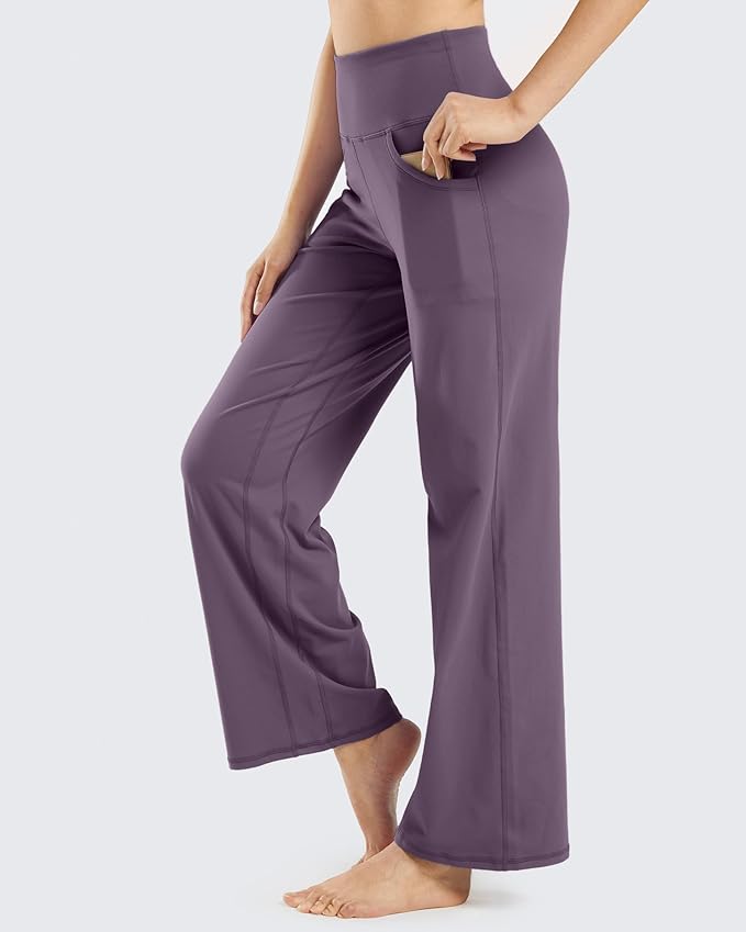 Promover Wide Leg Pants Woman Yoga Pants with Pockets Stretch Loose Casual Lounge Sweatpants Petite/Regular/Tall
