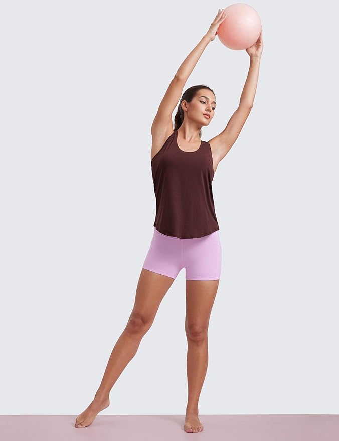 CRZ YOGA Pima Cotton Racerback Tank Tops for Women - Workout Athletic Casual Soft Scoop Neck Sleeveless Shirts