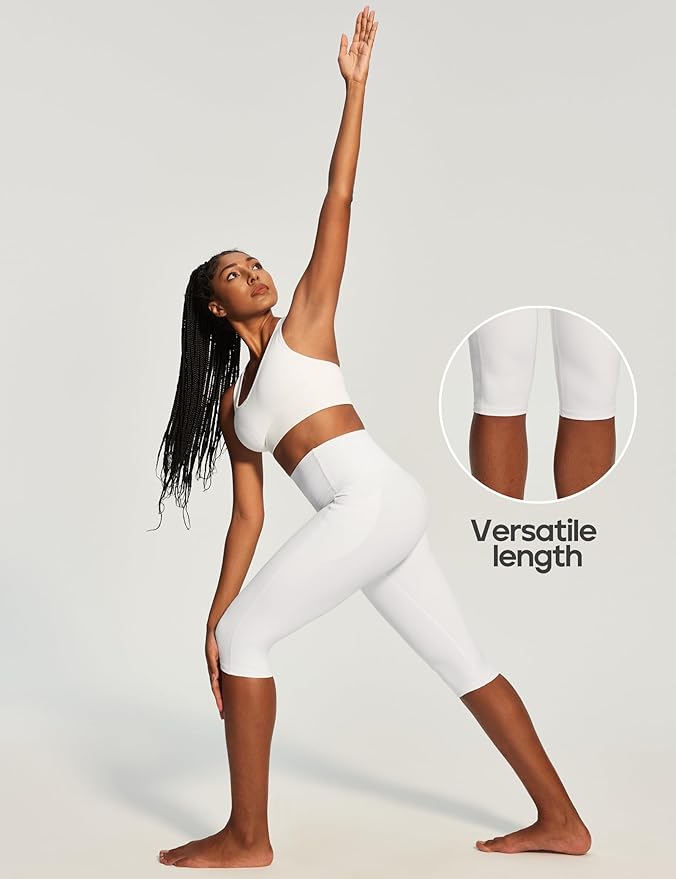 Heathyoga Capri Leggings with Pockets for Women Tummy Control Knee Length Leggings Yoga Pants Women Capri Pants Workout