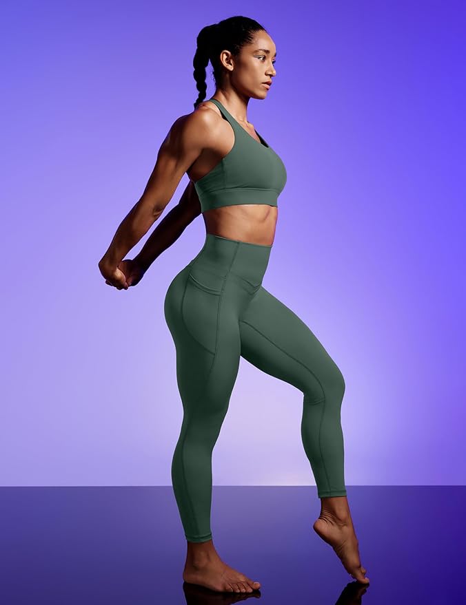 IUGA Compression Leggings with Pockets for Women Tummy Control Leggings No Front Seam Workout High Waist Yoga Pants
