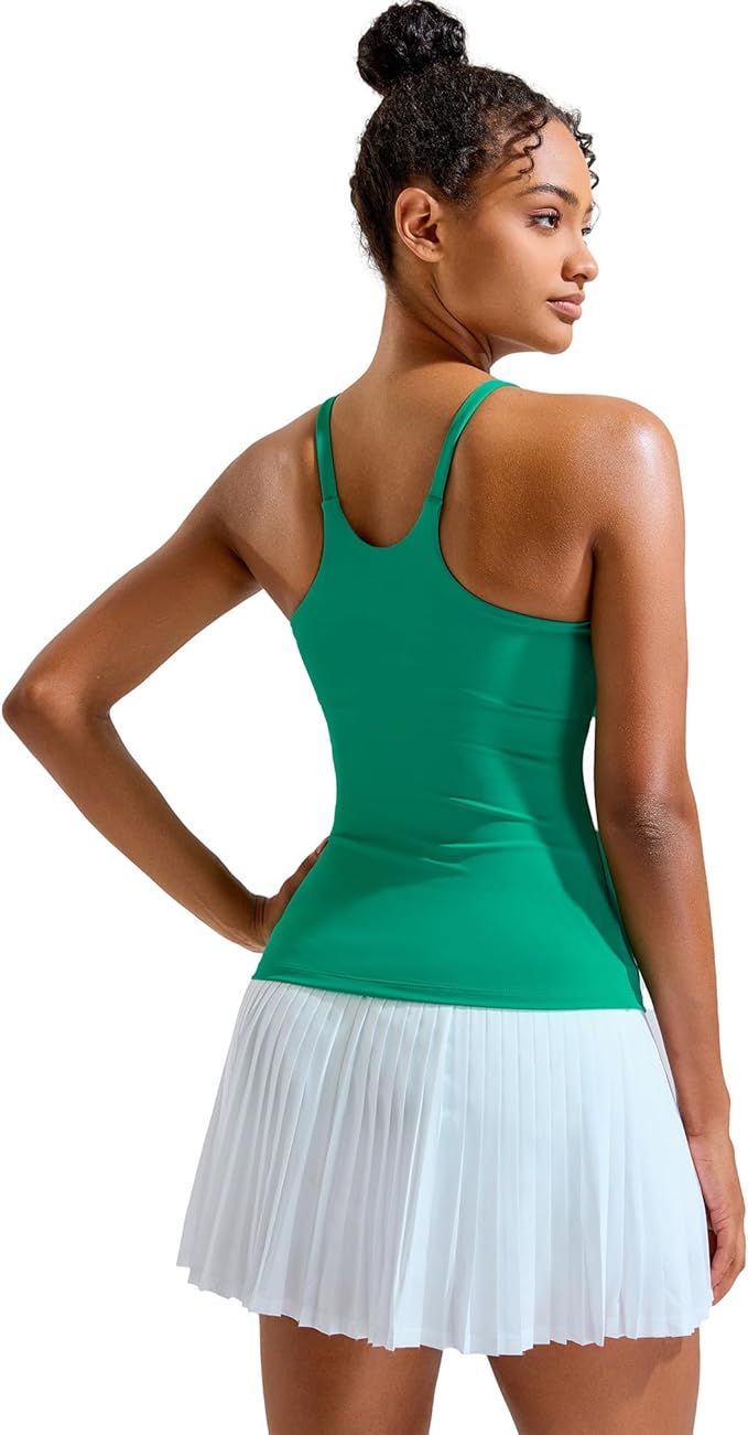 RUNNING GIRL Yoga Tank Tops for Women Built in Shelf Bra B/C Cups Strappy Back Activewear Workout Compression Tops