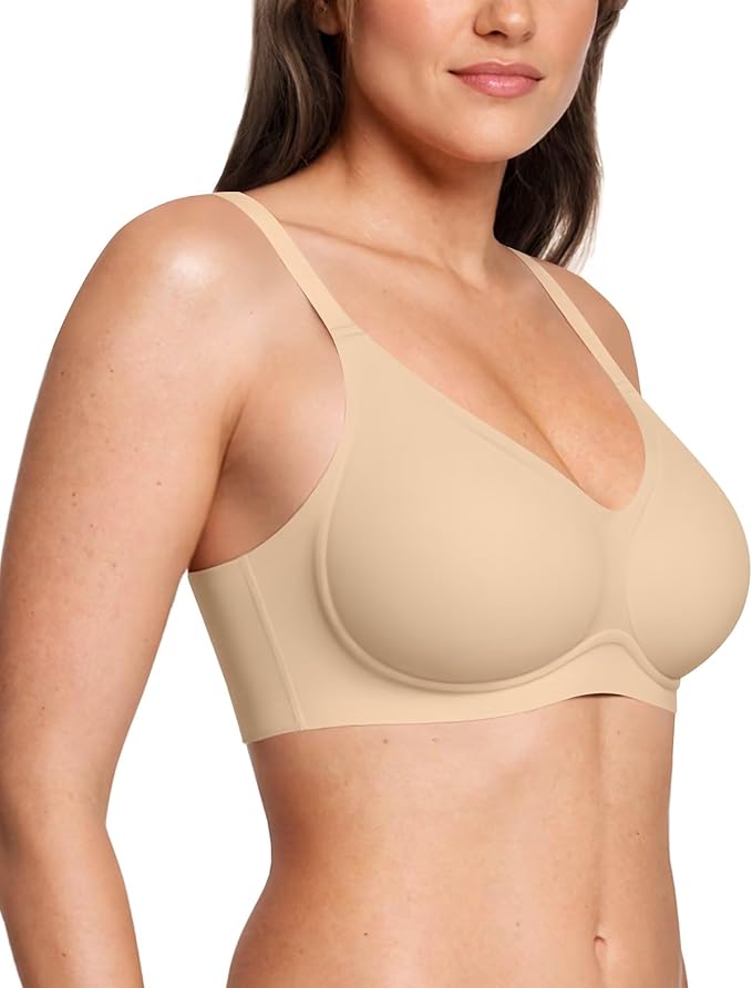 Vertvie Womens Seamless Jelly Bras No Underwire Comfort Push Up Bras Buttery Soft Wireless Bralette Full Coverage Sports Bra