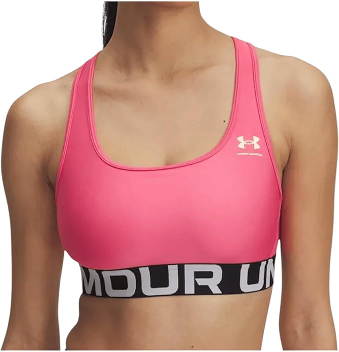 Under Armour Womens HeatGear Authentics Mid Impact Branded Sports Bra