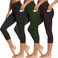3 Packs Leggings with Pockets for Women, Soft High Waisted Tummy Control Workout Yoga Pants