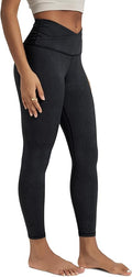 ODODOS Women's Cross Waist Yoga Leggings with Inner Pocket, 23"/25"/28" Gathered Crossover Workout Yoga Pants