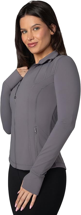 90 Degree By Reflex Full Zip Running Track Jacket Lightweight Athletic Slim Fit Jacket with Thumbholes