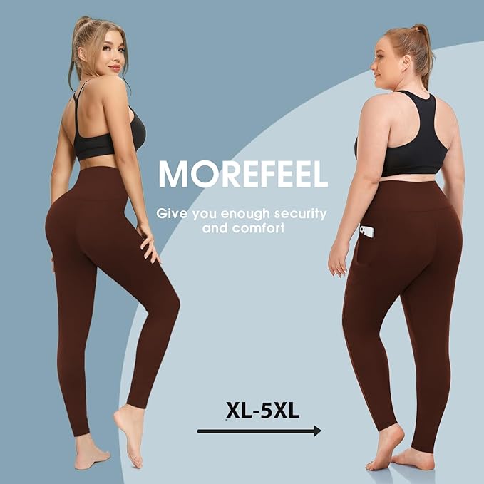 Plus Size Leggings for Women with Pockets-Stretchy XL-5XL Yoga Pants Tummy Control High Waist Workout Leggings