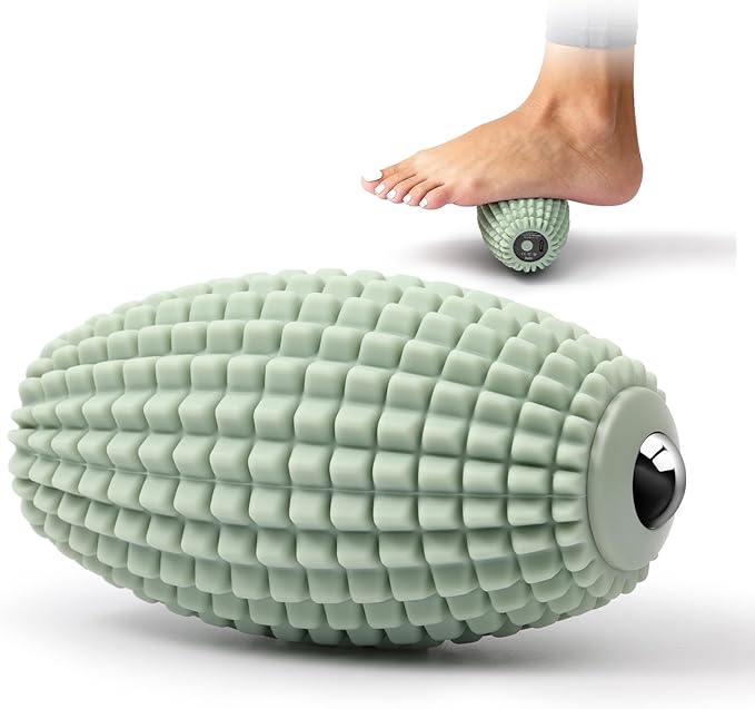 HODEMI Vibrating Massage Ball with Magnetic Rolling Head, Handheld High-Frequency Vibration Massager, 3 Speed Levels, Rechargeable Silicone Massage Roller for Gym, Office, and Travel Use (Green)