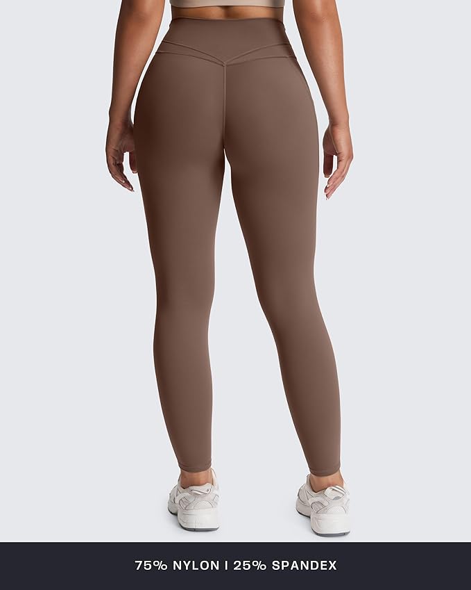 Aoxjox Women's Trinity High Waisted Yoga Pants with Pockets Cross-Waist Tummy Control Buttery Soft Workout Leggings 26"