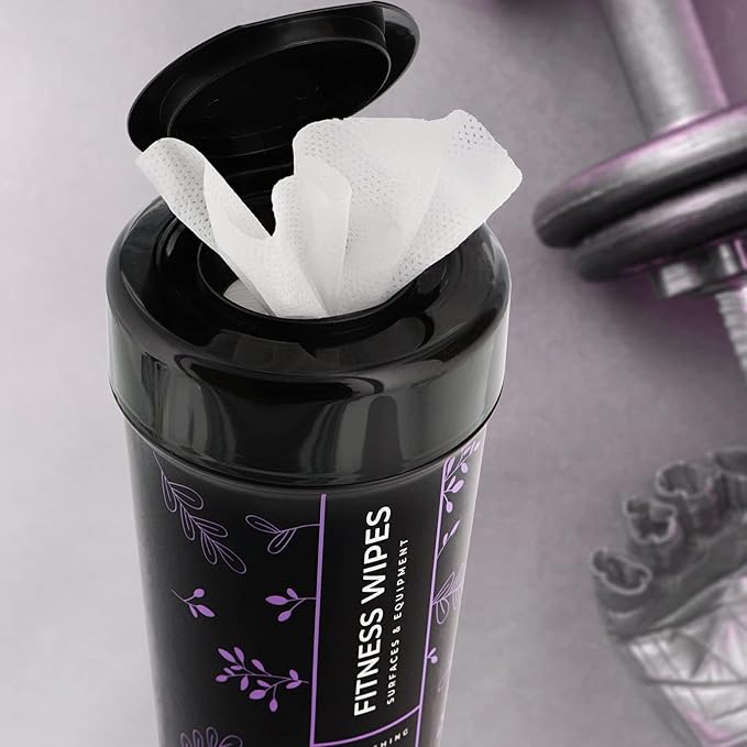 Wipex Screen Wipes & Gym Wipes Combo Pack - 75ct Gym Equipment Canister & 24ct Individually Wrapped Fitness Touch Screen Cloths, Safe for Yoga Mats & Electronics, Lavender Scent
