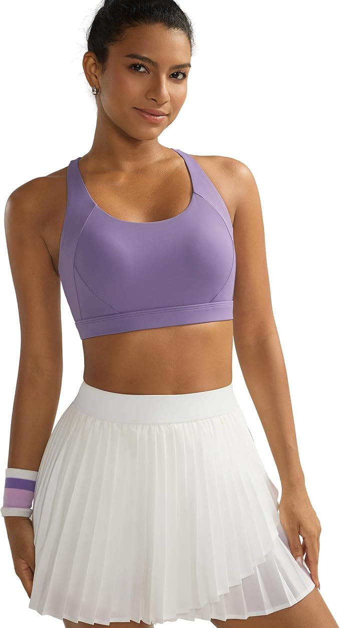RUNNING GIRL Sports Bra for Women High Support,Molded Cup Strappy Running Sports Bras with Sewn in Pads