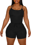 HBQ Women 2 Piece Outfits Sleeveless Tank Tops Biker Short Workout Jogger Sets Summer