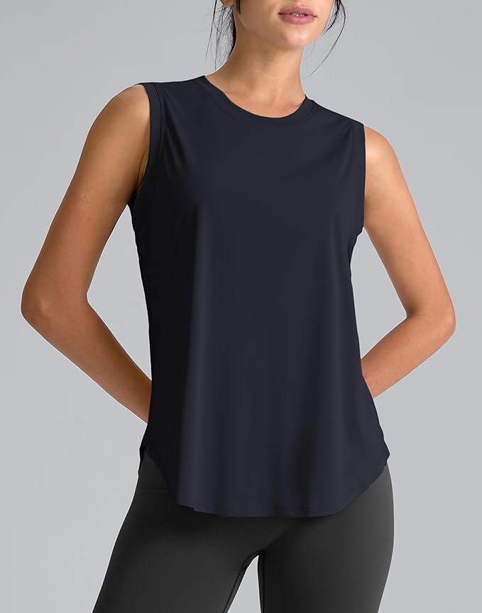 SANTINY Women's Sleeveless Workout Tops Breathable Lightweight Active Tennis Yoga Shirts Athletic Running Tank Tops for Women