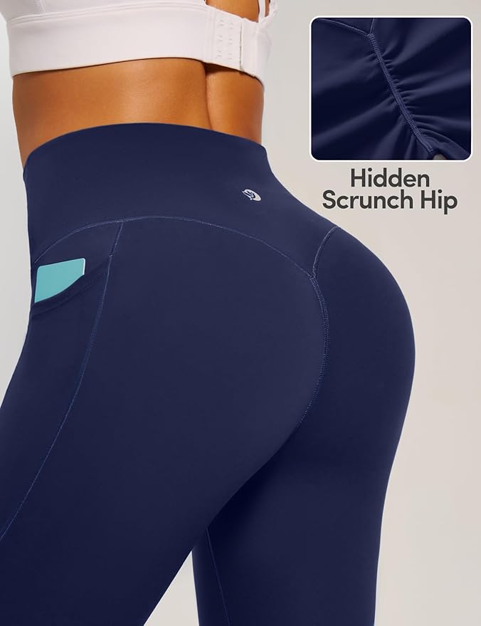 IUGA Invisible Scrunch Butt Lifting Leggings for Women No Front Seam Workout Leggings with Pockets Tummy Control Yoga Pants