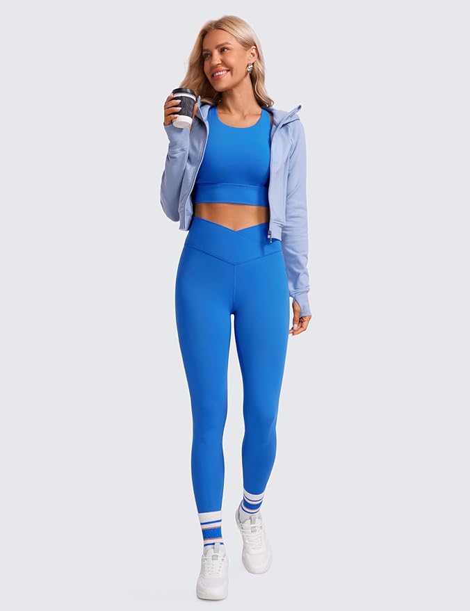 CRZ YOGA Butterluxe Crossover Waist Leggings 28" - Criss Cross Full Length Workout Athletic Womens Yoga Pants