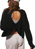 LASLULU Womens Open Back Long Sleeve Workout Tops Athletic Shirts Boat Neck Casual Running Tee Y2k Yoga Gym Tops