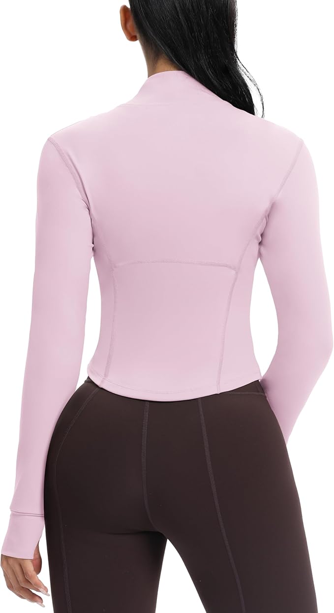 GYM RAINBOW Womens Zip Up Workout Jakcets Lightweight Slim Fit Running Athletic Jackets with Thumb Holes