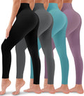 4 Pack Leggings for Women Butt Lift High Waisted Tummy Control No See-Through Yoga Pants Workout Running Leggings