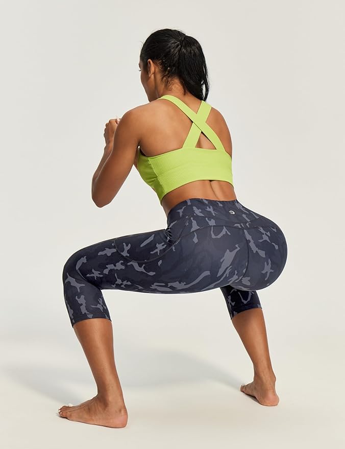 IUGA High Waisted Yoga Pants for Women with Pockets Capri Leggings for Women Workout Leggings for Women Yoga Capris