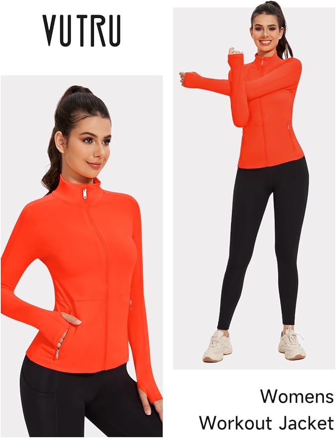 VUTRU Women's Workout Yoga Jacket Full Zip Running Athletic Track Jacket