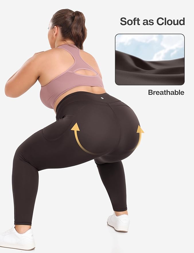 Heathyoga X-6XL Plus Size Leggings for Women with Pockets Tummy Control Plus Size Yoga Pants High Waist Workout Clothes