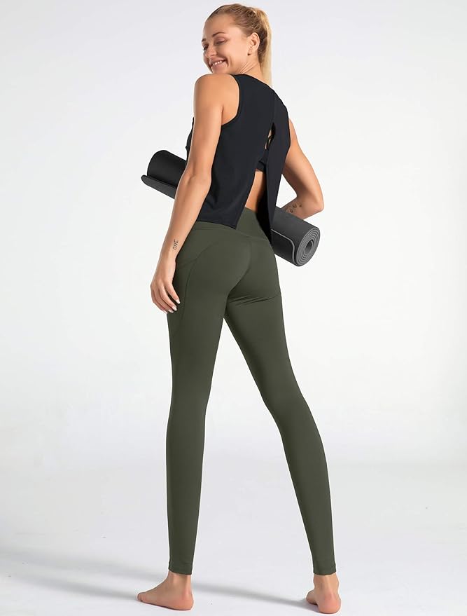 Dragon Fit High Waist Yoga Leggings with 3 Pockets,Tummy Control Workout Running 4 Way Stretch Yoga Pants