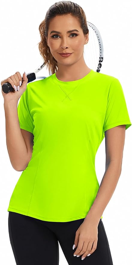 AVOOGUE Women's Short Sleeve Workout Tops Quick Dry Athletic UPF50+ Sun Protection Shirts Gym Hiking Running Yoga Clothes