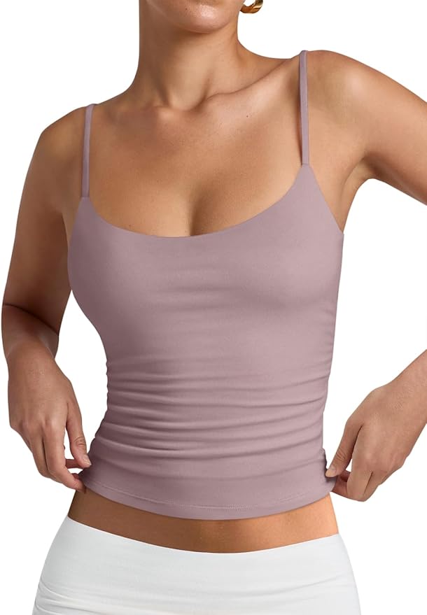PINKMSTYLE Women's Basic Double Lined Scoop Neck Tank Tops Adjustable Cami Tank Summer Sleeveless Tops