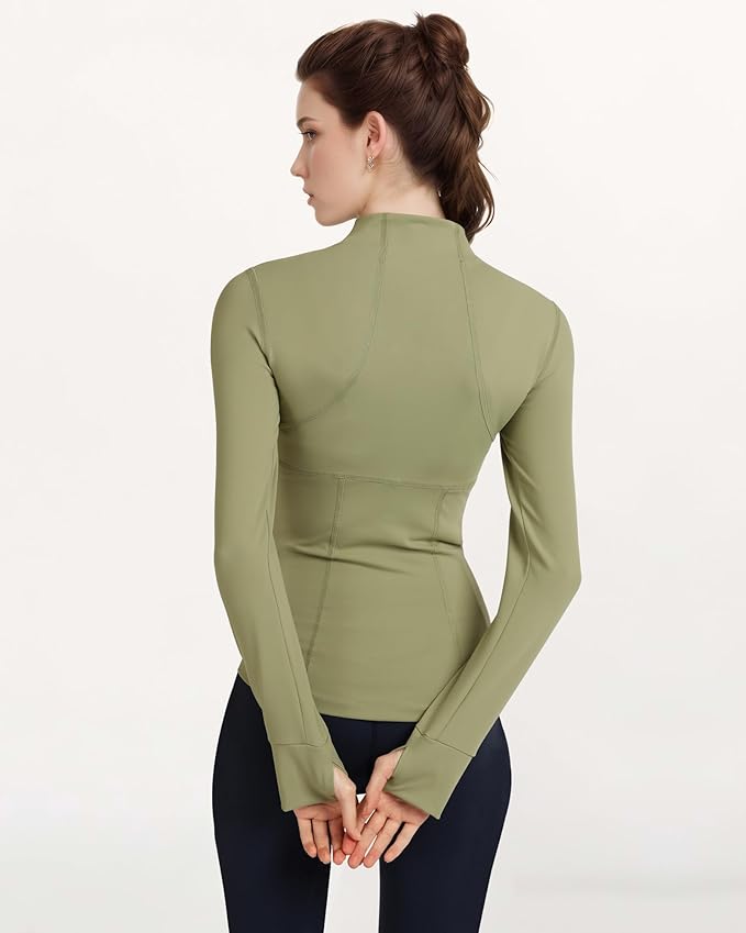 Gacaky Women's Slim Fit Workout Running Track Jackets Full Zip-up Yoga Athletic Jacket with Thumb Holes