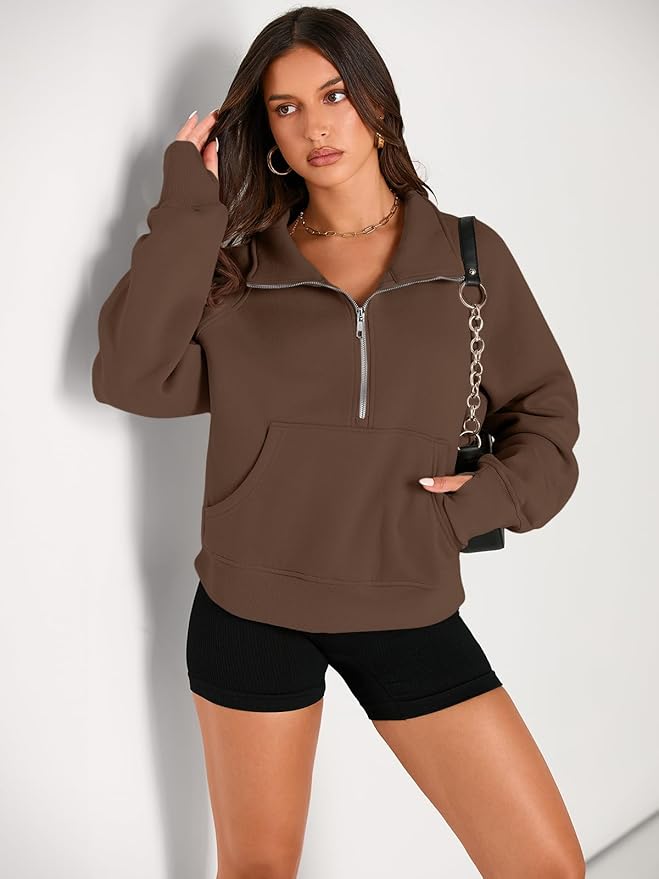 AUTOMET Womens Sweatshirts Half Zip Cropped Pullover Fleece Quarter Zipper Hoodies 2026 Fall Fashion Outfits Clothes