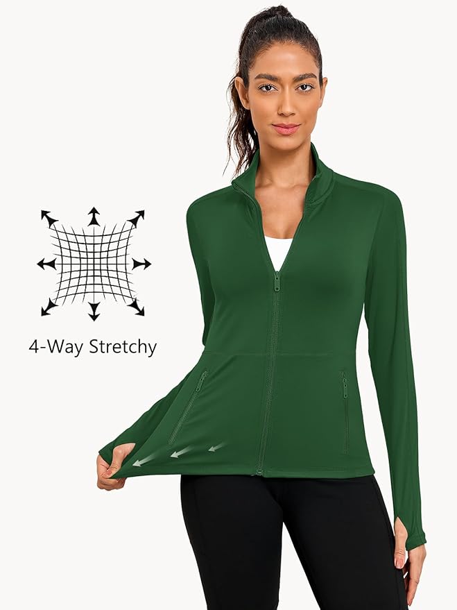 VUTRU Women's Workout Yoga Jacket Full Zip Running Athletic Track Jacket