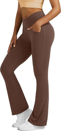 Flare Leggings for Women Yoga Pants with Pockets High Waisted Crossover Flare Leggings Bootcut Casual Yoga Pants