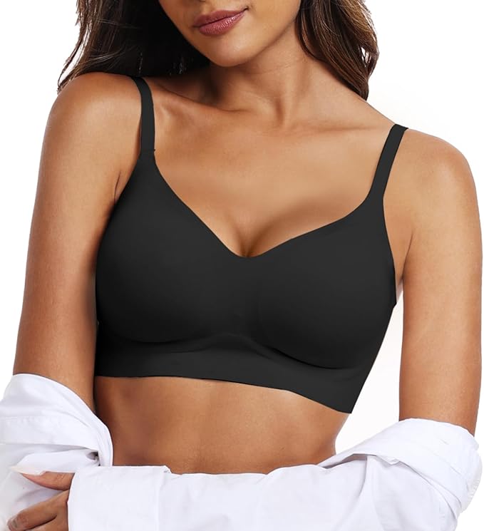OEAK Womens Wireless Jelly Bras Comfortable Push Up Bra No Underwire Gel Bra Full Support Lift Everyday Seamless Tshirt Bras