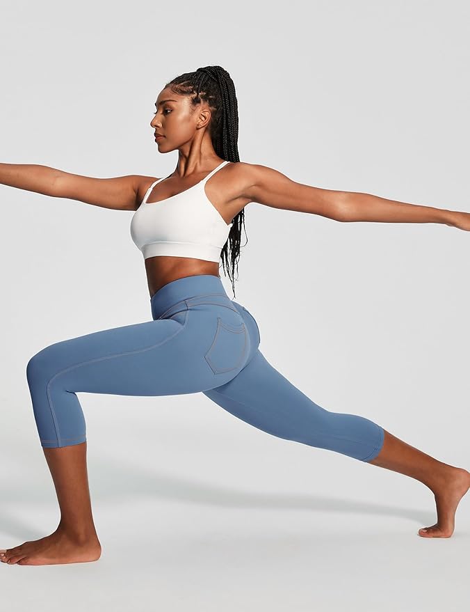 IUGA High Waisted Yoga Pants for Women with Pockets Capri Leggings for Women Workout Leggings for Women Yoga Capris