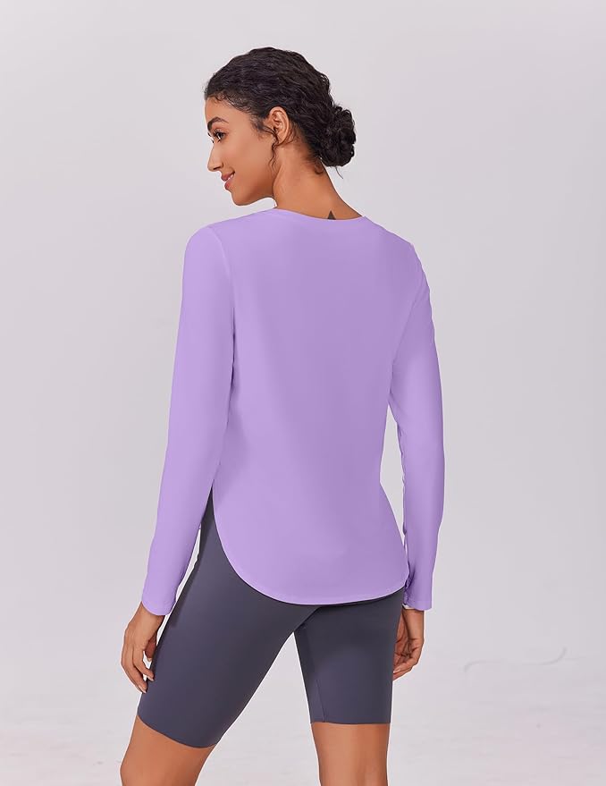 PINSPARK 2 Pack Long Sleeve Workout Tops for Women UV Protection Soft Workout Tops Lightweight Athletic Running Hiking Shirt