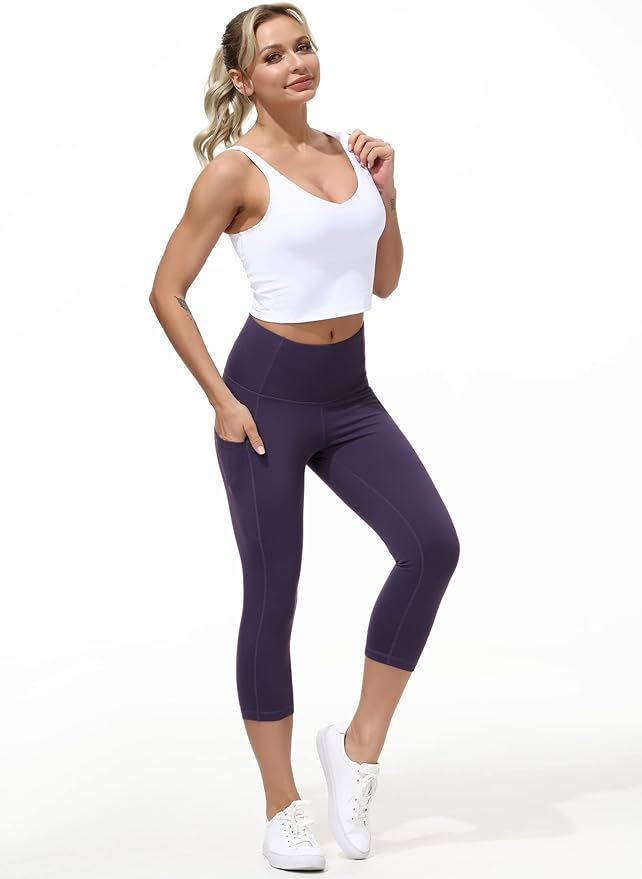 Dragon Fit High Waist Yoga Leggings with 3 Pockets,Tummy Control Workout Running 4 Way Stretch Yoga Pants
