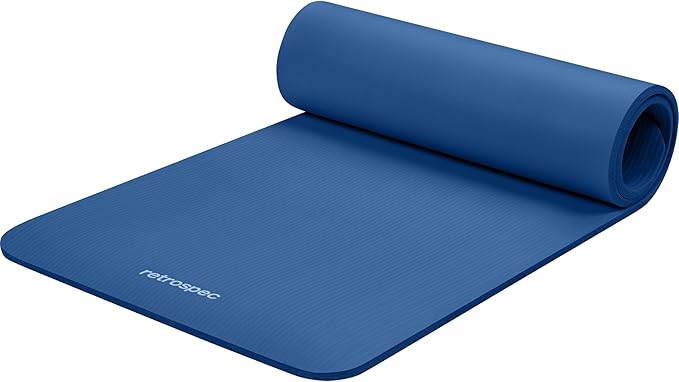 Retrospec Solana Yoga Mat Thick 1/2in Non-Slip Workout Mat with Nylon Strap - 72x24in Exercise Mat for Pilates, Stretching & Fitness - BPA Free, Easy Clean